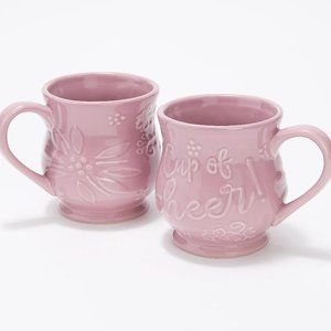Temp-tations Sculptural Special Edition Set of 2 16oz Mug -Plum K66907